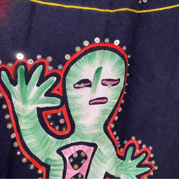 Vintage Me Jane Sequined Cotton Native American Folk Art Circle Skirt - Picture 11 of 14